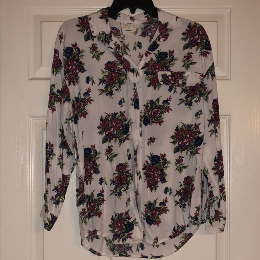 Vintage White Floral Ninon de Lenelos Blouse